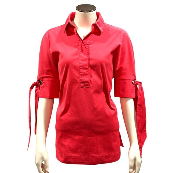 Chico's Tops - Chicos Poplin Bow and Grommet Detail Tunic